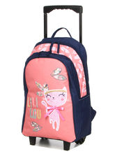 Sac  dos  roulettes Lili Lou Plumes Rose